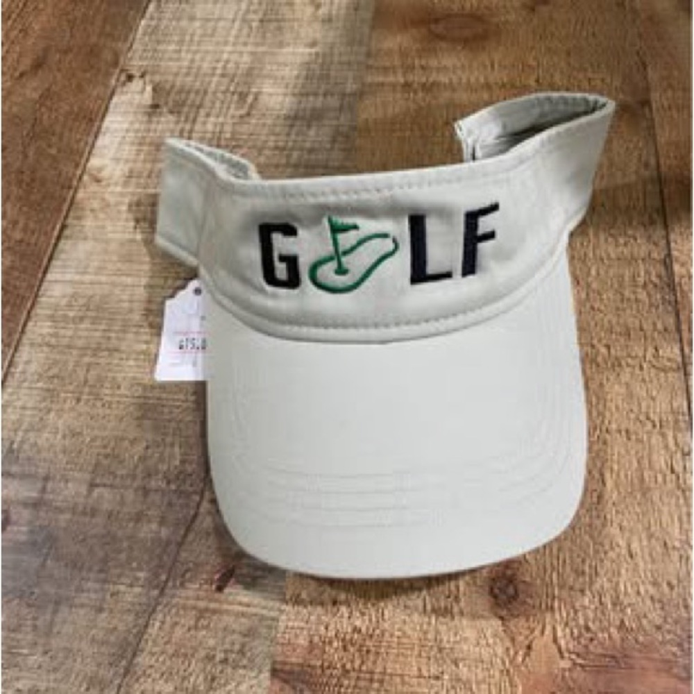New With Tags Embroidered Beige Golf Visor by Anvil